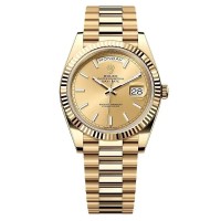 Rolex Day-Date 40 Yellow Gold Champagne Diamond Dial Super Clone | Swiss Clone 3255 | Ref. 228238