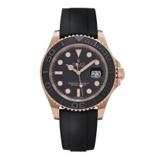 Rolex Yacht-Master Rose Gold Black Dial Oysterflex Super Clone Watch India| Ref 126655