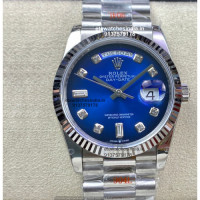Rolex Day Date 36 Ombre Blue Super Clone Moissanite Diamond Watch |1:1 Swiss ETA 3255 Movement